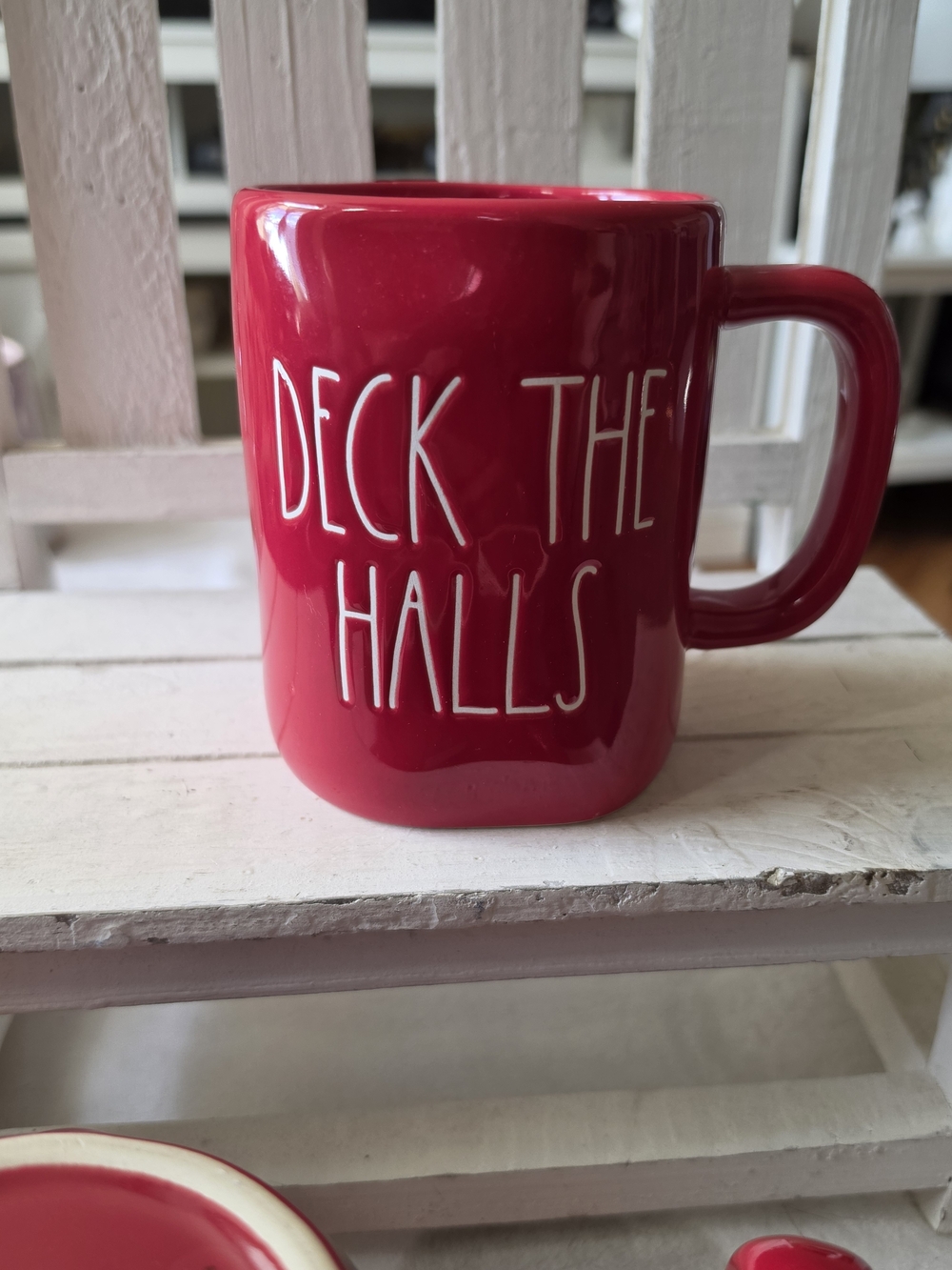 Rae Dunn Red "Deck The Halls" Holiday Mug
